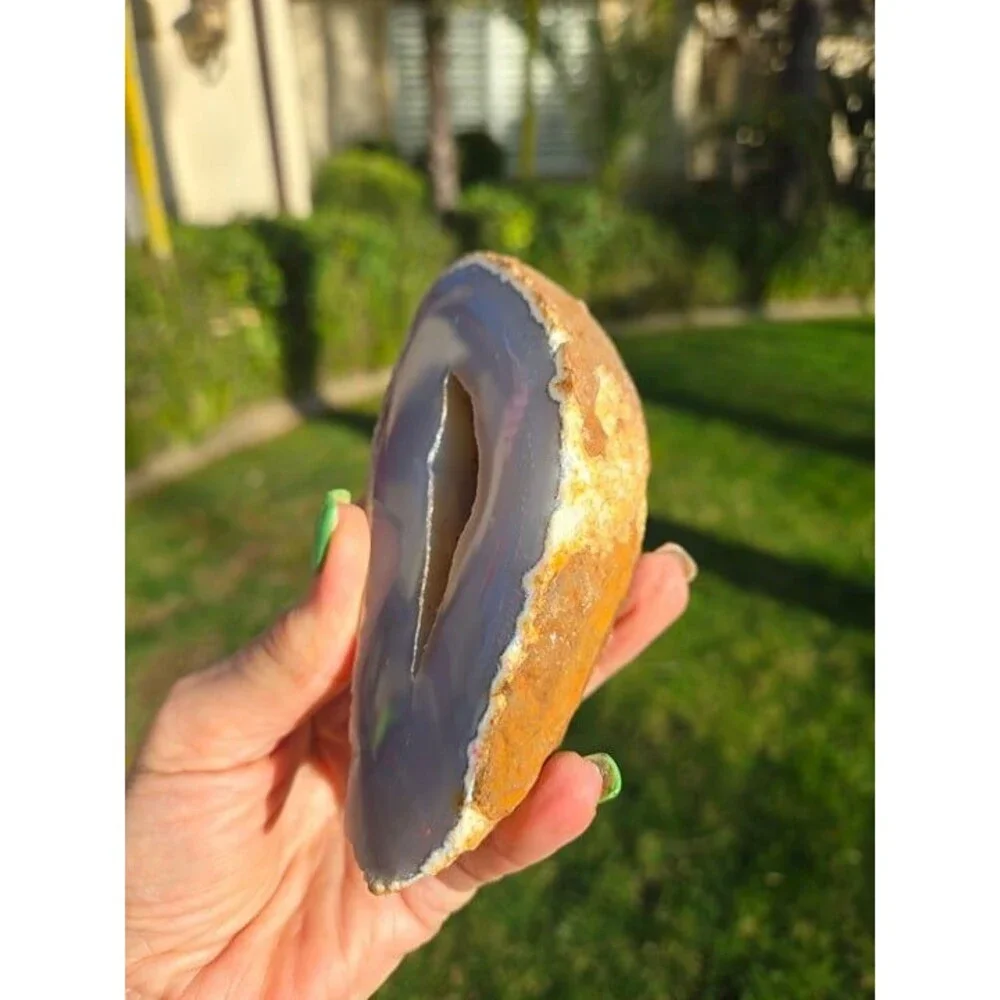 Natural Agate Geode with Druzy Center
